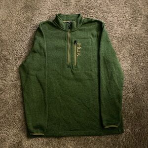 Huk Men's Olive Zip-Up Sweater